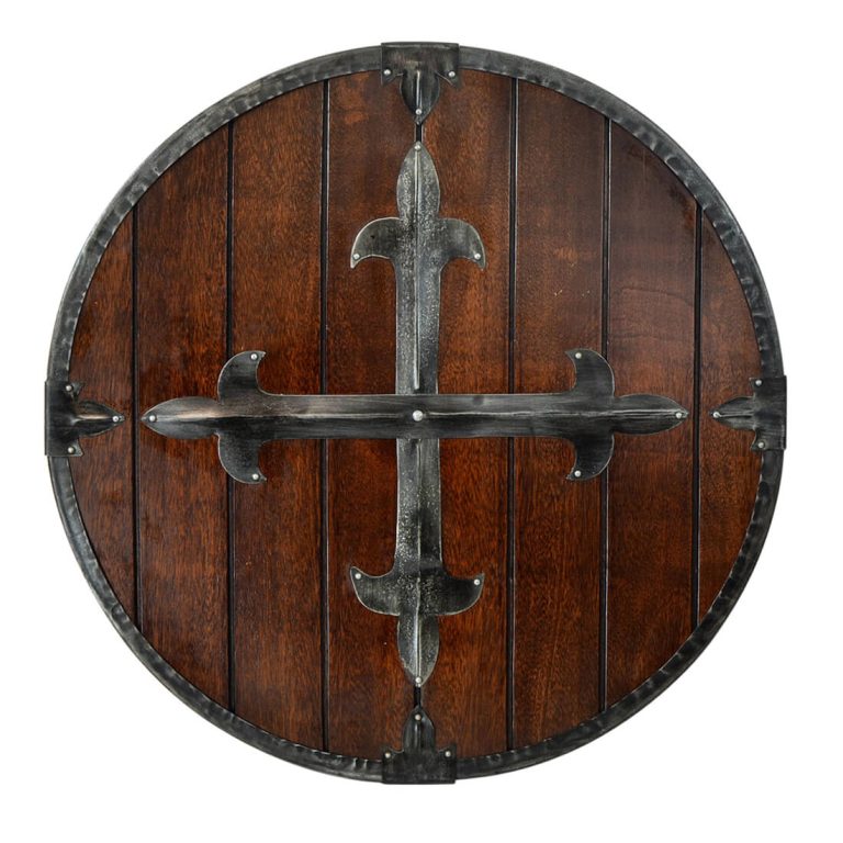 Wooden Round Shield with Riveted Cross