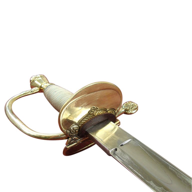 1796 Pattern British Infantry Sword - with folding guard, silver grip and decorated blade
