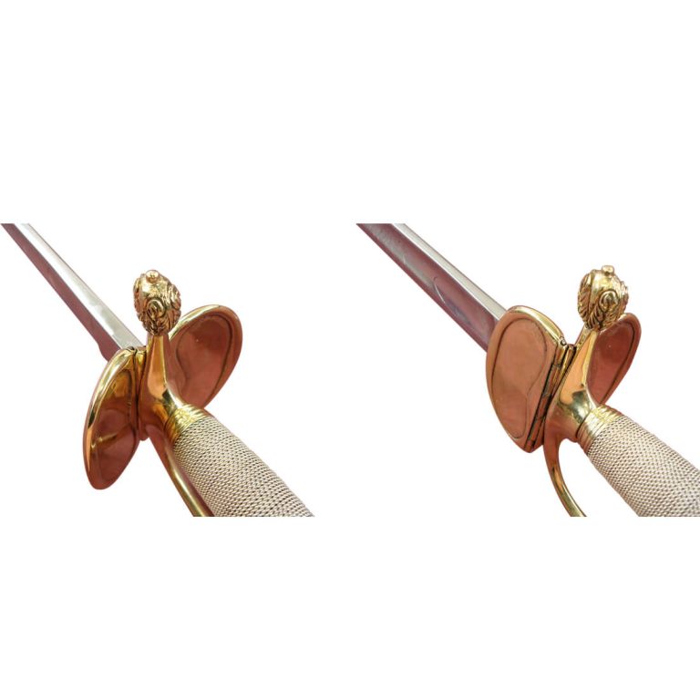 1796 Pattern British Infantry Sword - with folding guard, silver grip and decorated blade