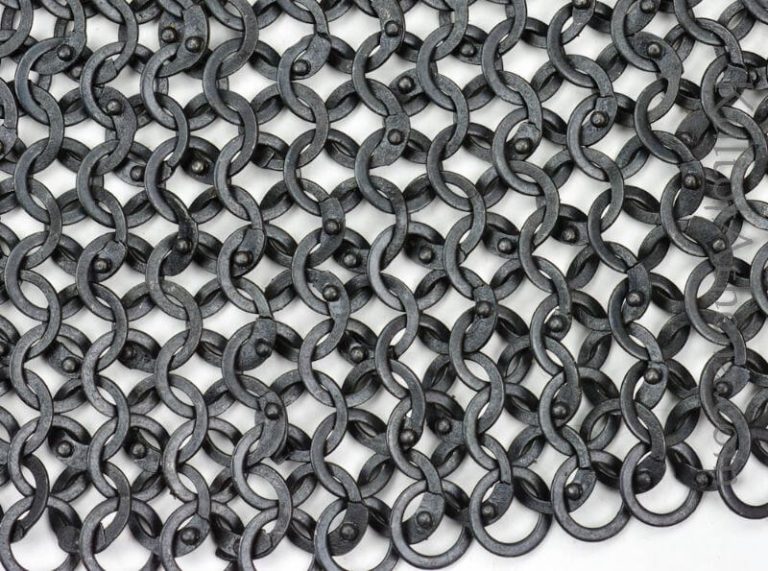 Aventail for Helm  Alternating Dome Riveted Flat Rings  Blackened Finish