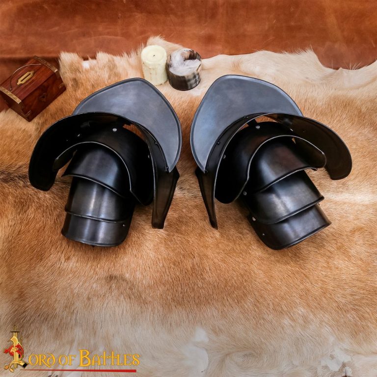 Blackened Steel Pauldrons with Blade Breakers 20 Gauge Steel