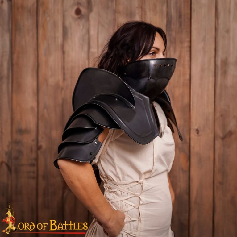 Blackened Steel Pauldrons with Blade Breakers 20 Gauge Steel