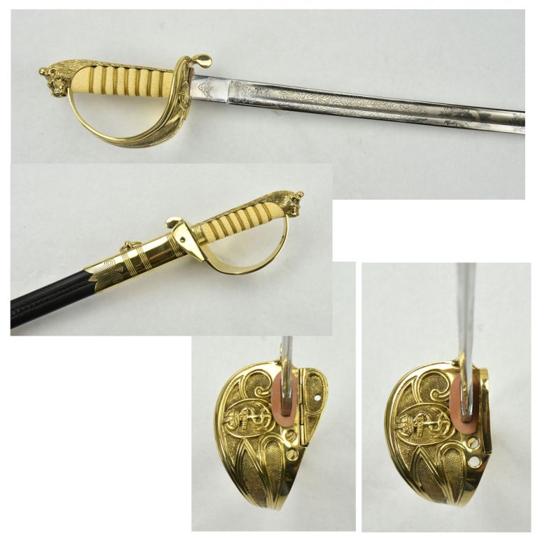 British Royal Navy Dress Saber with white faux rayskin grip