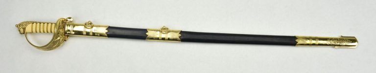 British Royal Navy Dress Saber with white faux rayskin grip