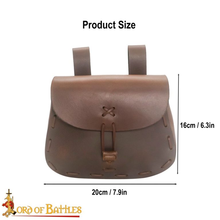 Brown Leather Pouch with Leather String Clasp