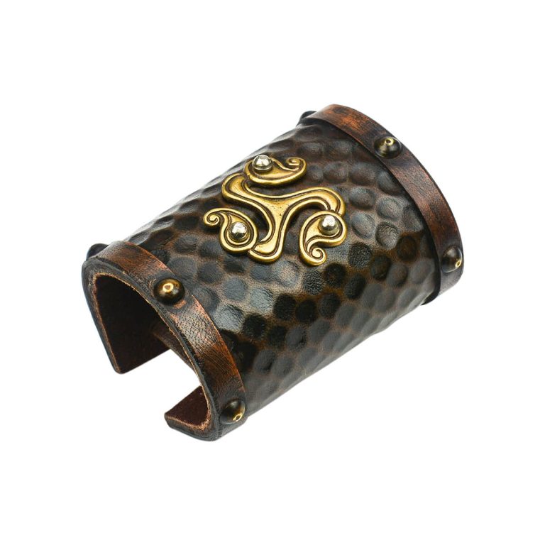 Celtic Leather Cuff with Large Triskele