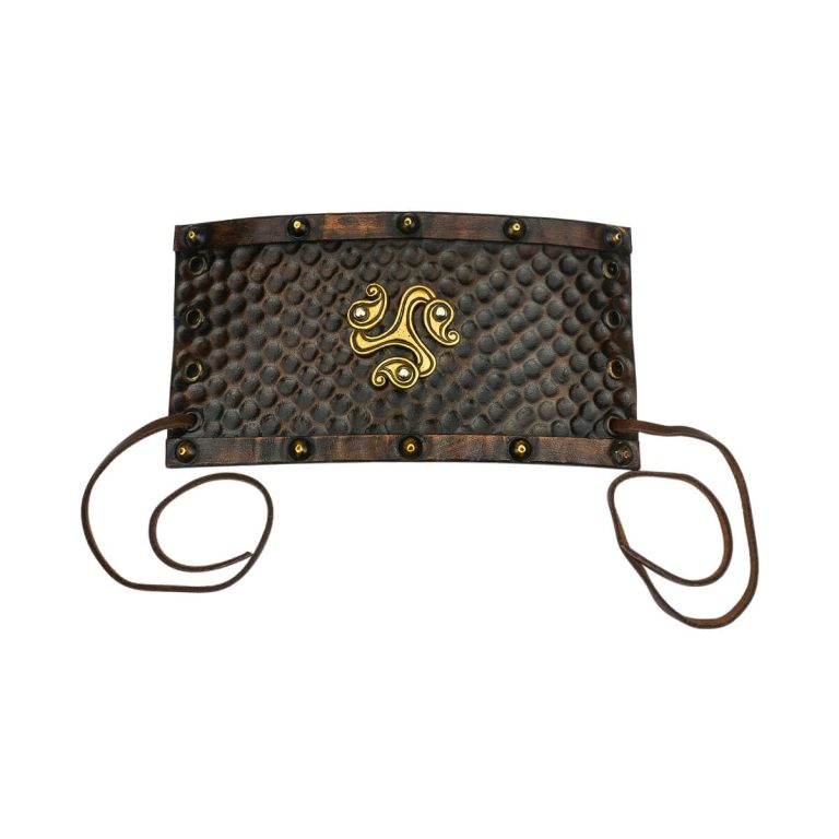 Celtic Leather Cuff with Large Triskele