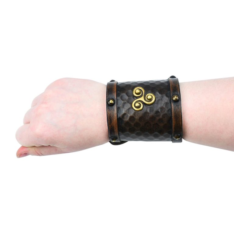 Celtic Leather Cuff with Triskele