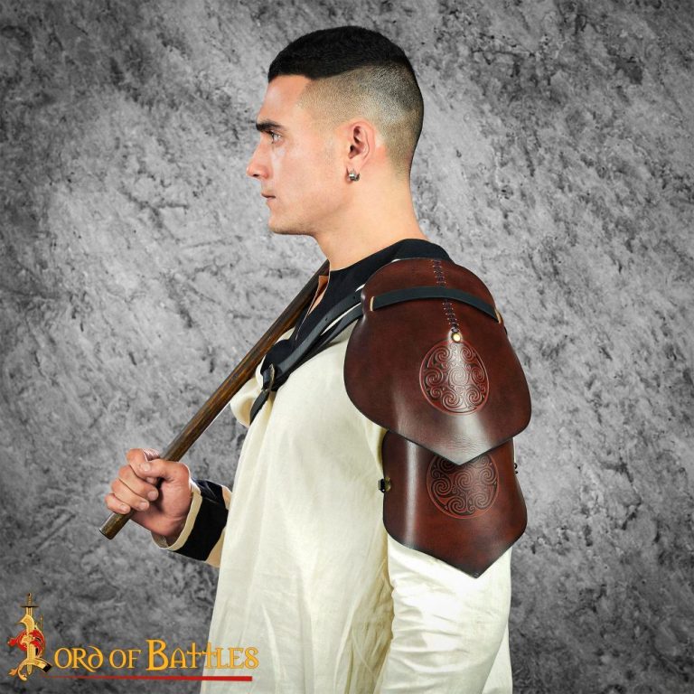 Celtic Leather Pauldron with Embossed Design