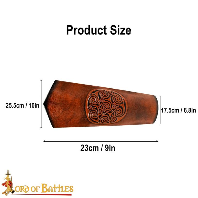 Celtic Spiral Embossed Leather Bracers  Brown