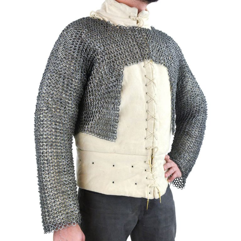 Chainmail Half Hauberk - Alternating Dome Riveted Flat Rings