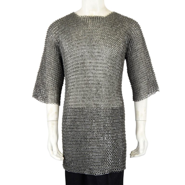 Chainmail Half-Sleeve Haubergeon - Alternating Dome Riveted Flat Rings