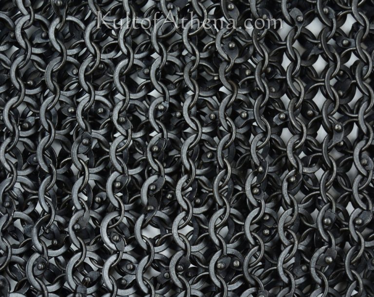 Chainmail Sleeve and Shoulder Panels  Darkened Mild Steel Flat and Round Rings