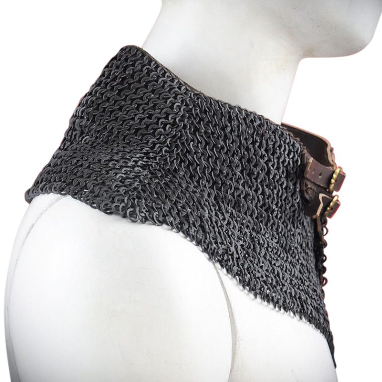 Chainmail Standard  Bishops Mantle  Dome Riveted  Blackened Mild Steel Flat Rings