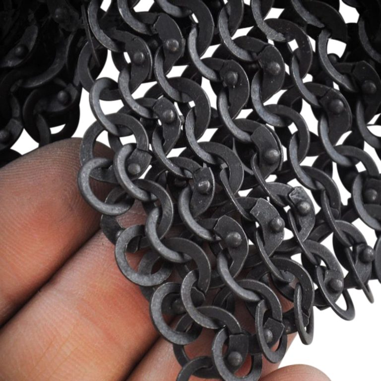 Chainmail Standard  Bishops Mantle  Dome Riveted  Blackened Mild Steel Flat Rings