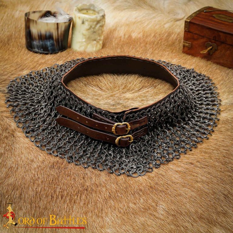 Chainmail Standard - Bishops Mantle - Dome Riveted Construction - Darkened Stainless Steel Flat Rings