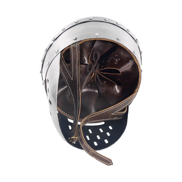 Crusader Peaked Pot Helm with Faceplate - 18 Gauge