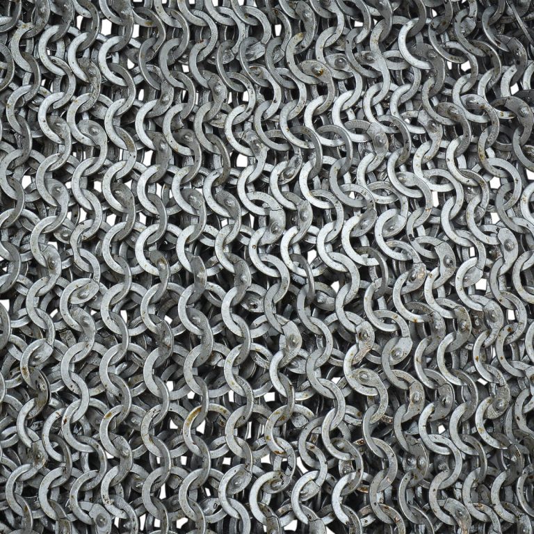 Dagged Aventail for Helm - Alternating Mild Steel Wedge Riveted Flat Rings and Solid Flat Rings