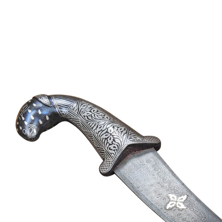 Damascus and Koftgari Inlay Indian Dagger