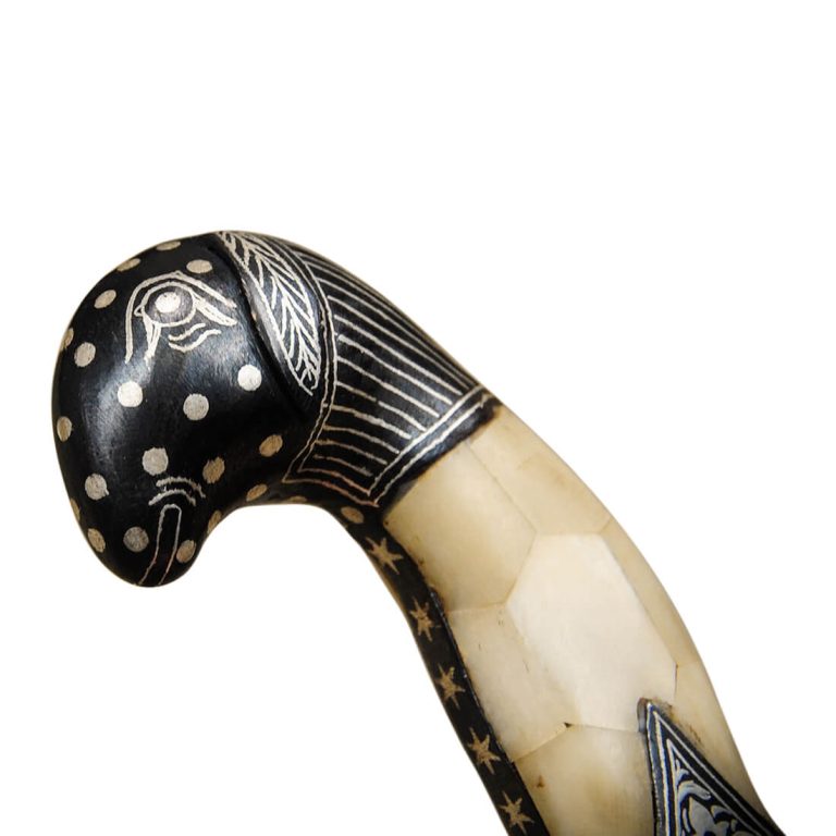 Damascus and Koftgari Inlay Indian Dagger with Bone Grip