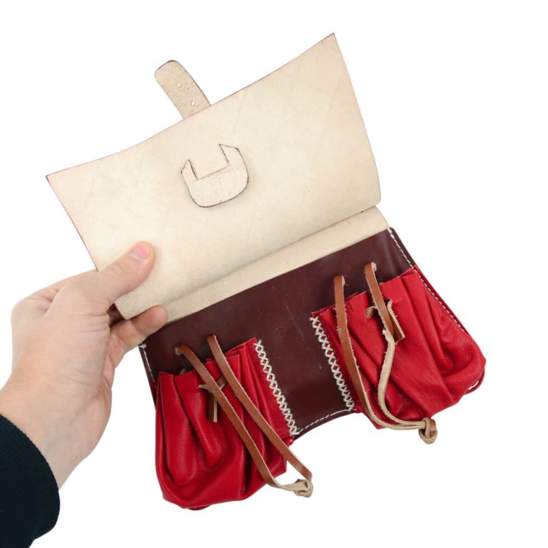 Deluxe Medieval Leather Belt Pouch with Multiple Compartments