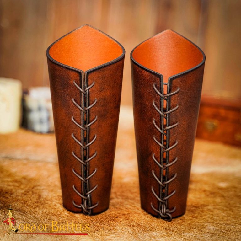 Double Dragons Genuine Leather Bracers Set  Brown