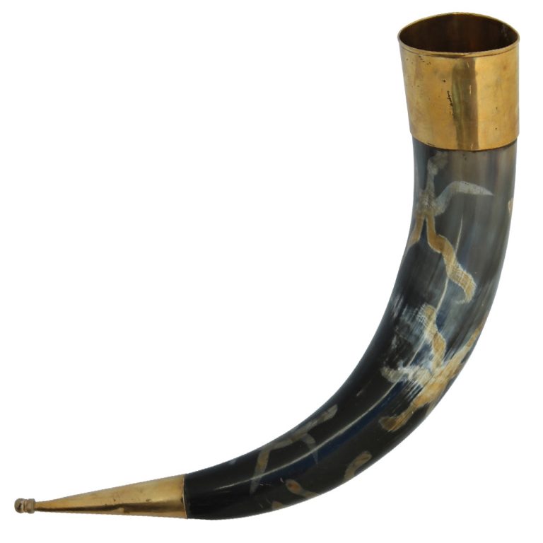Earth Essence Drinking Cow Horn with Iron Stand