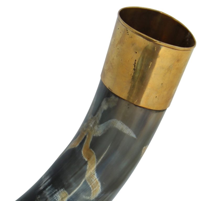 Earth Essence Drinking Cow Horn with Iron Stand