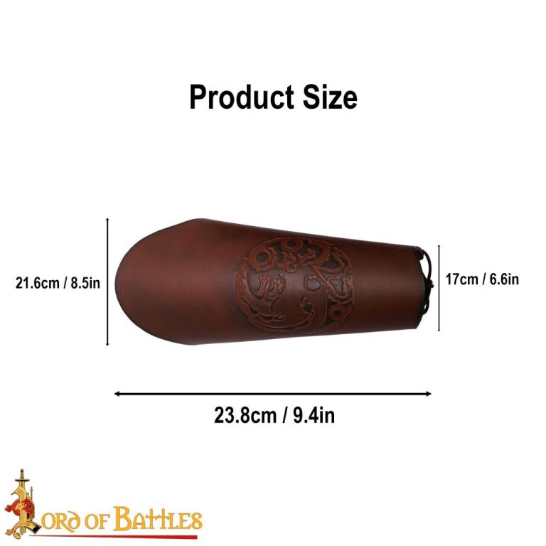 Embossed Three Headed Dragon Leather Bracers Set