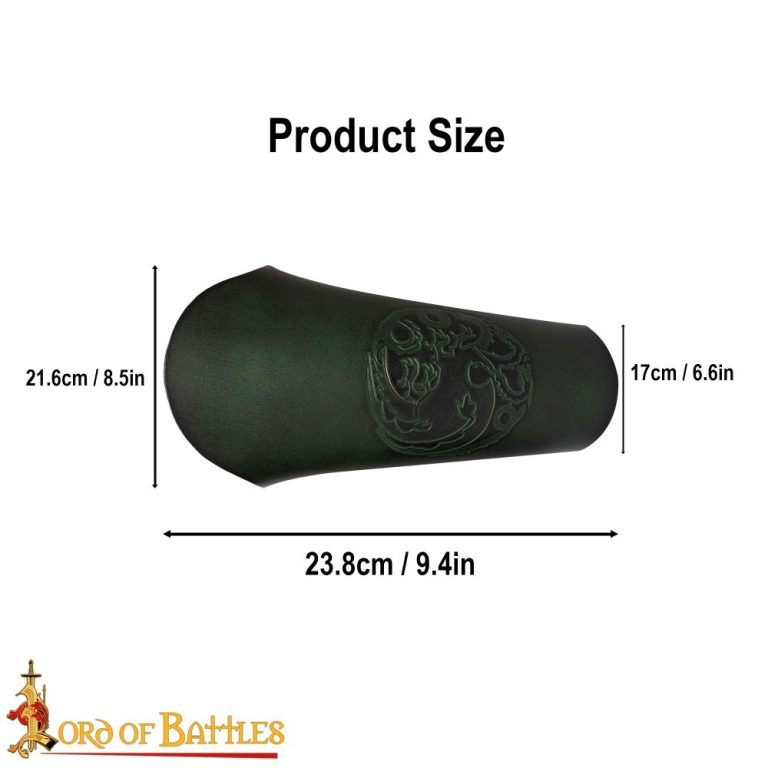 Embossed Three Headed Dragon Leather Bracers Set
