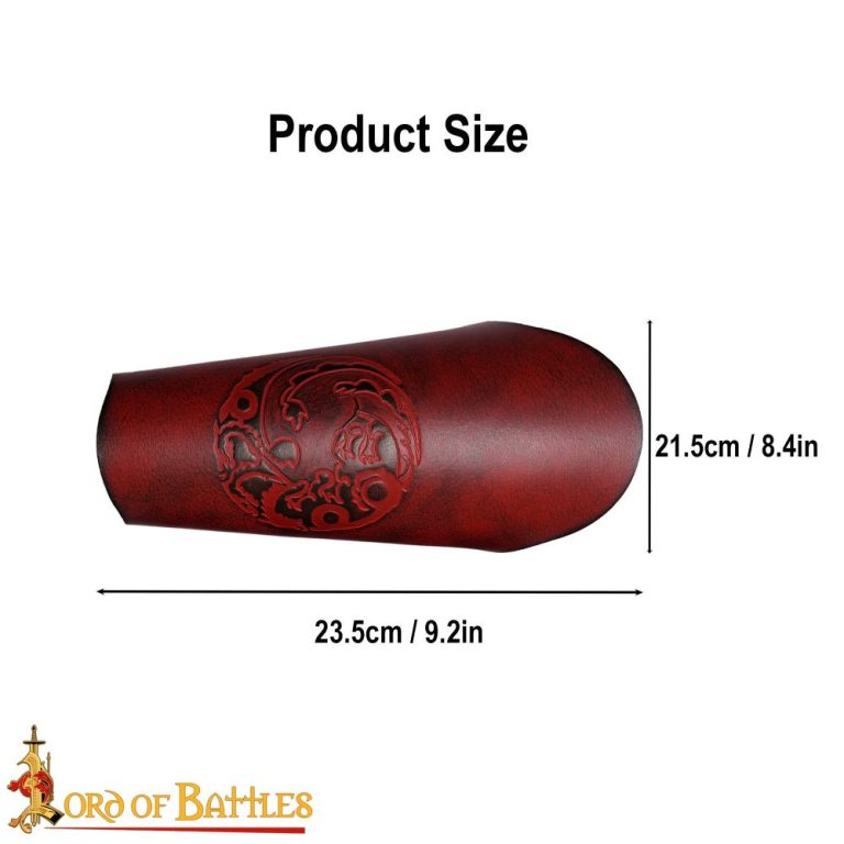Embossed Three Headed Dragon Leather Bracers Set