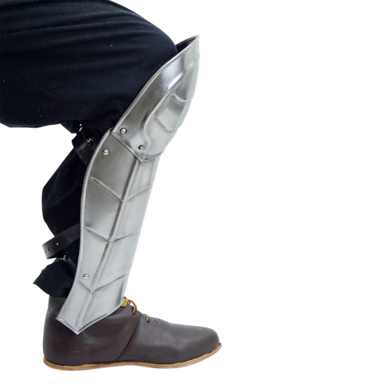 Greaves with Fixed Knee Armor - 20 Gauge Steel