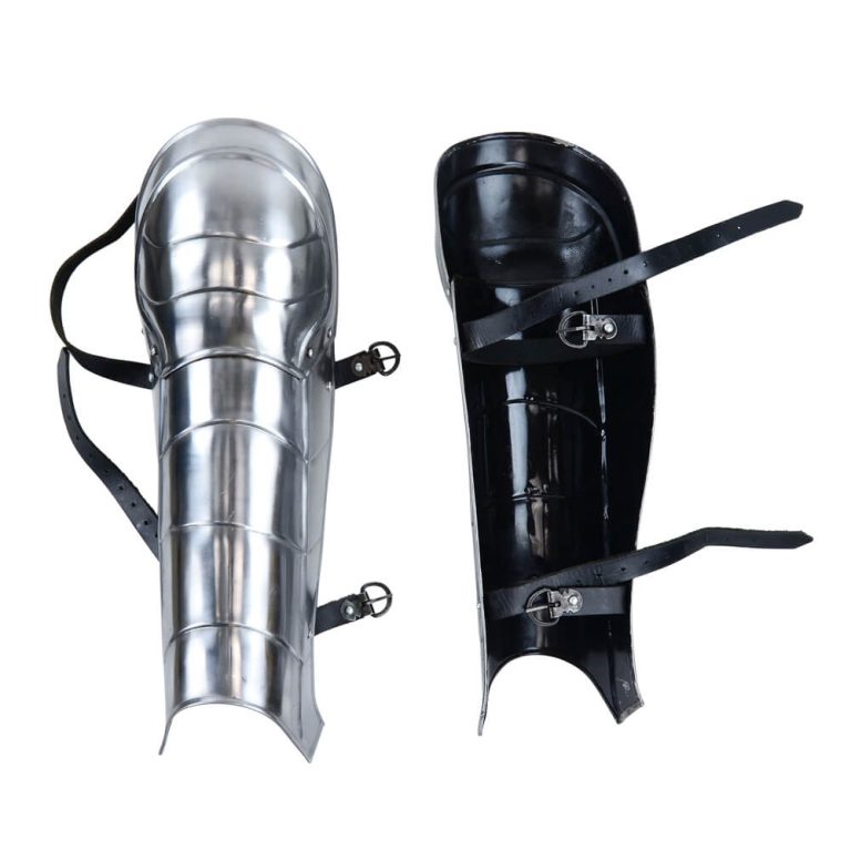 Greaves with Fixed Knee Armor - 20 Gauge Steel