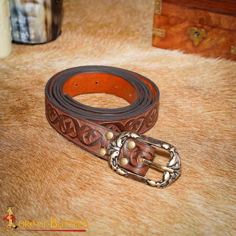 Handcrafted Fantasy Genuine Leather Belt Brown