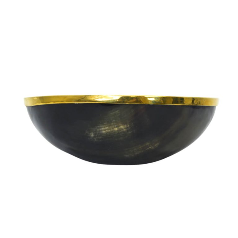 Horn Bowl with Brass Trim
