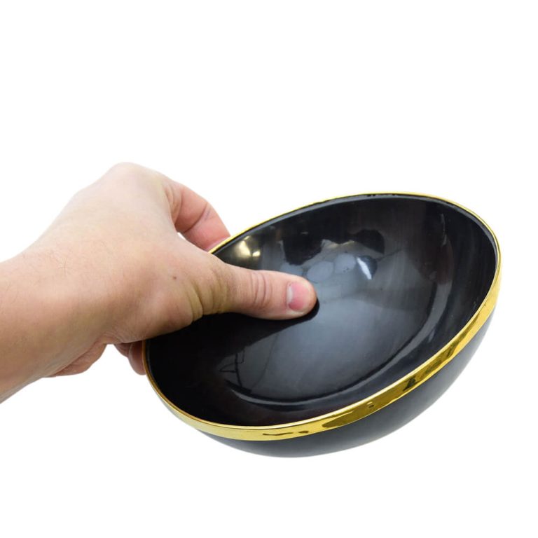 Horn Bowl with Brass Trim