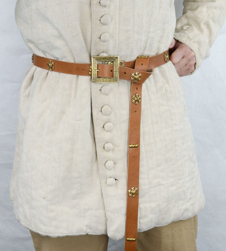 Knightly Medieval Belt with Brass Rosettes - Tan