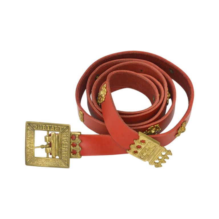 Knightly Medieval Belt with Brass Rosettes - Tan