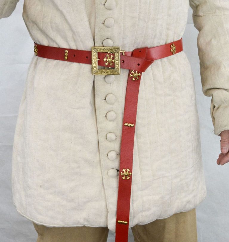 Knightly Medieval Belt with Brass Rosettes - Tan