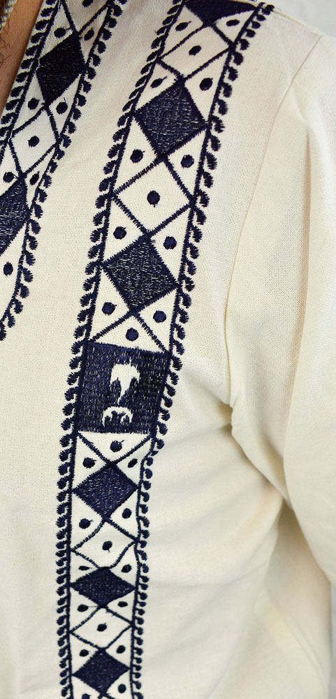 Late Roman Embroidered Tunic  Dark Blue