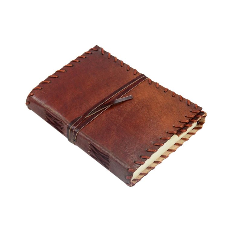 Leather-Bound Journal with Border Stitching
