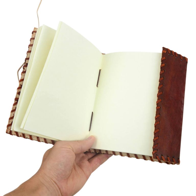 Leather-Bound Journal with Border Stitching