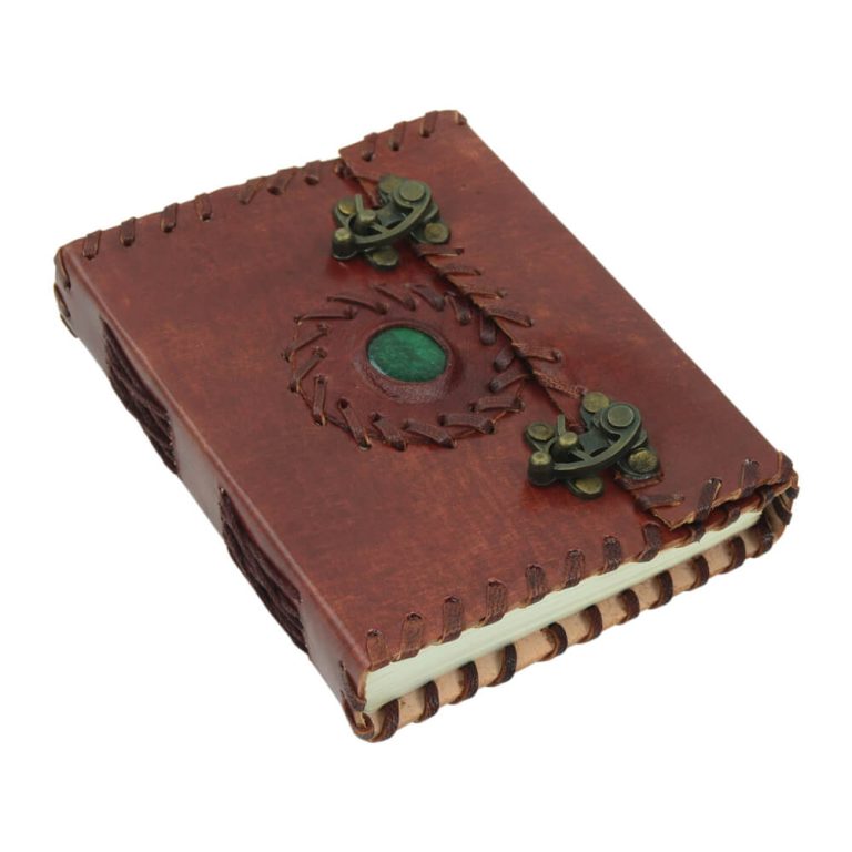 Leather-Bound Medieval Journal with Gemstone and Close Hooks