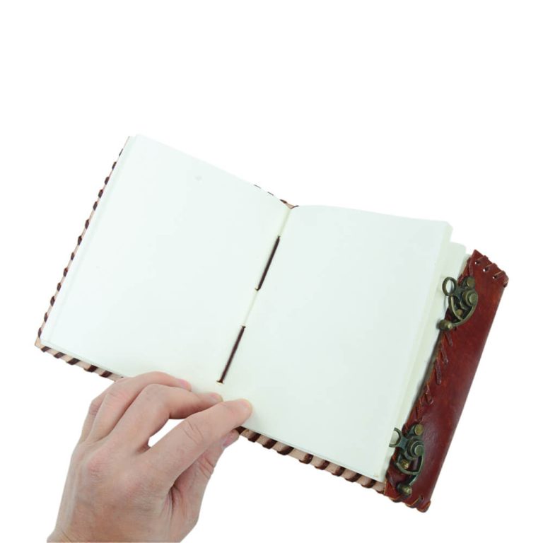 Leather-Bound Medieval Journal with Gemstone and Close Hooks