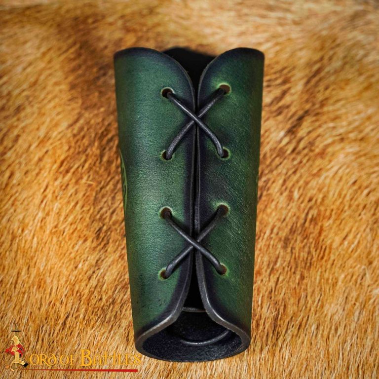 Leather Bracers  Genuine Leather with Embossed Double Dragon Design