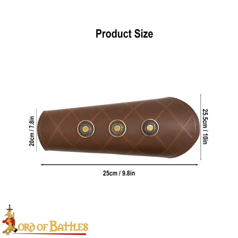 Leather Bracers with Antiqued Brass Medallions Set