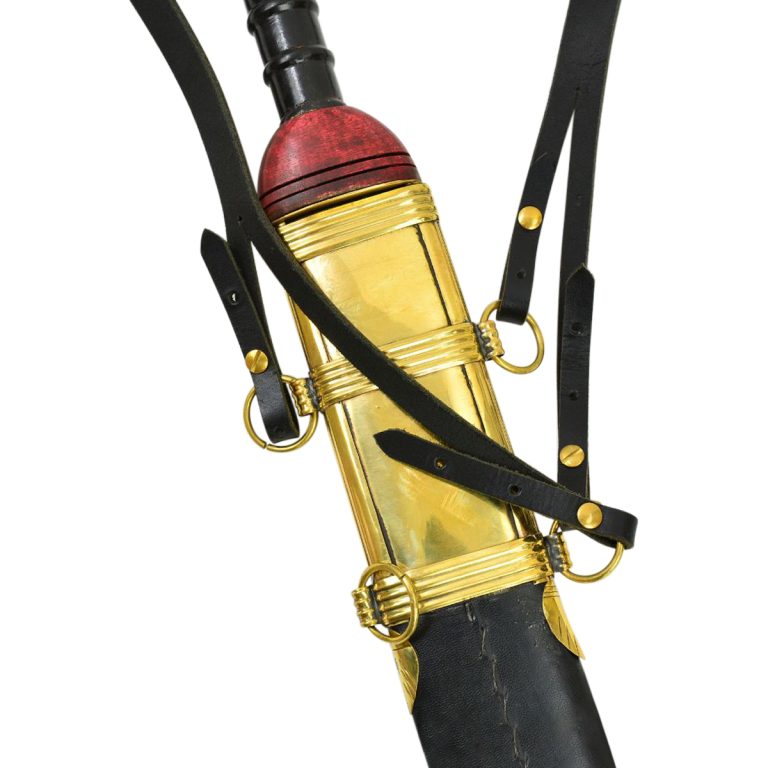 Leather Roman Sword Baldric  Black  For Wearing on Right Hip