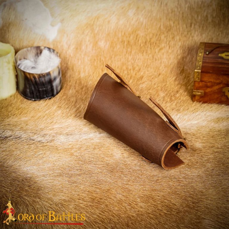 Medieval Archers Leather Bracer for Left Arm - Single Bracer - Brown