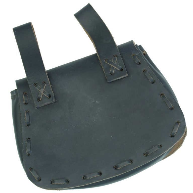 Medieval Blackened Leather Festival Pouch