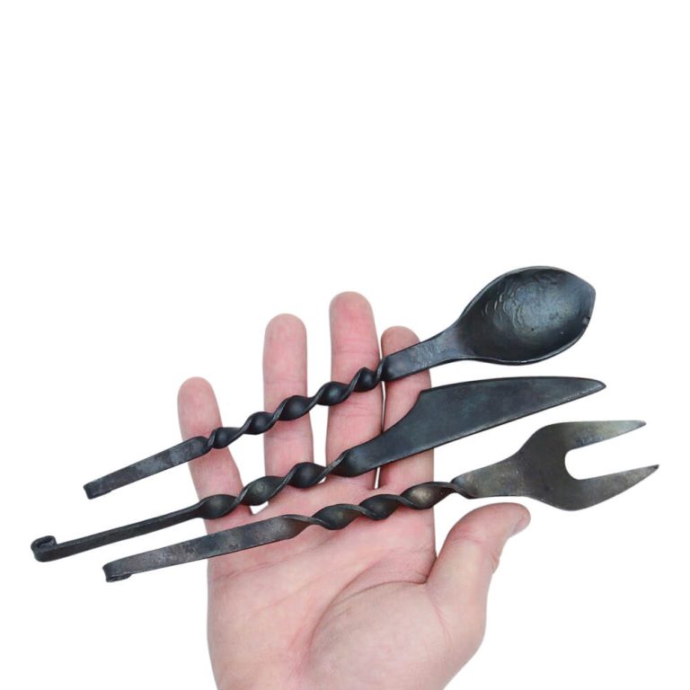 Medieval Cutlery Set with Wearable Leather Pouch